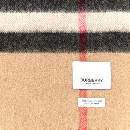 Burberry Cashmere Giant Check Fringe Scarf Archive Beige 3 of 4