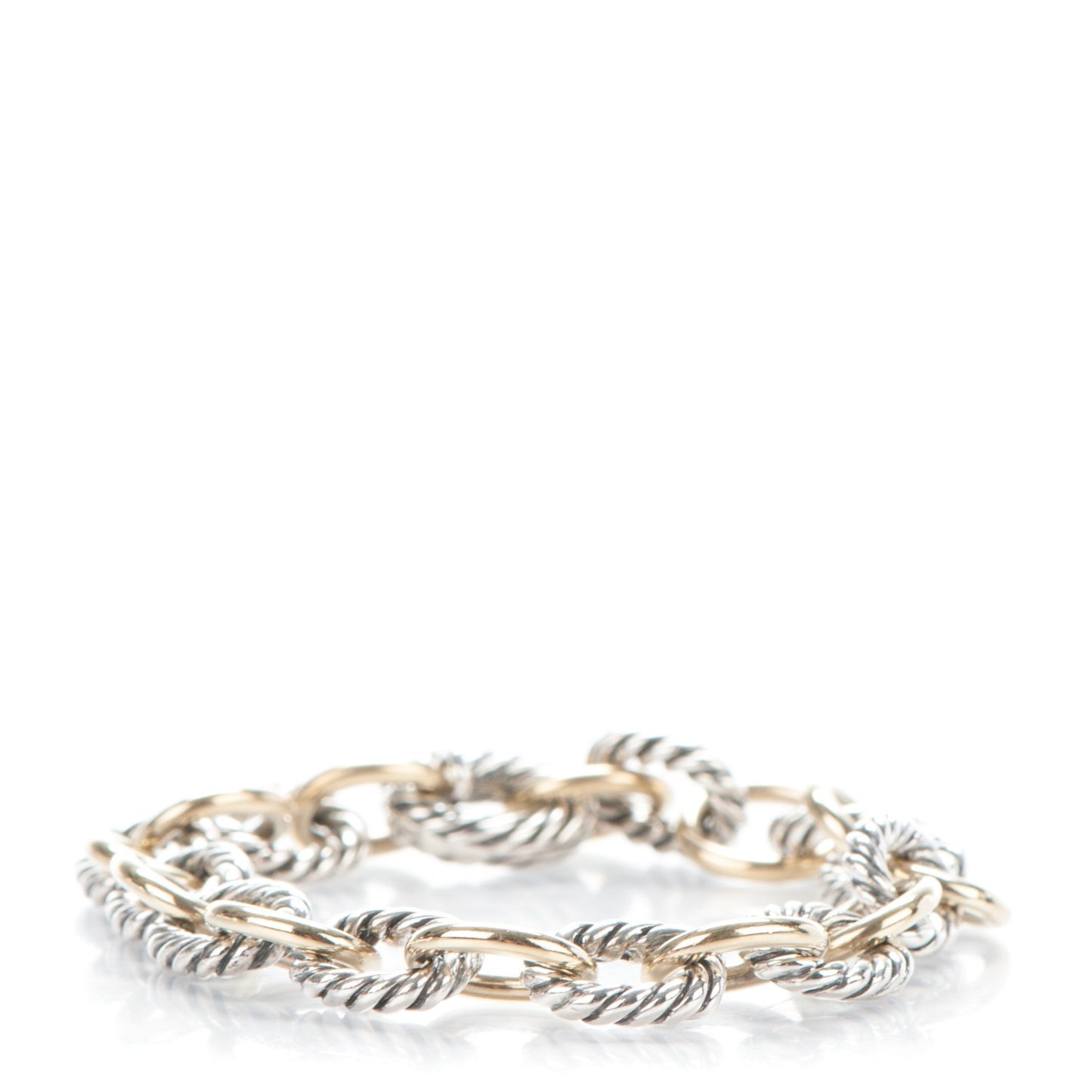 Sterling Silver 18K Yellow Gold 10mm Medium Oval Link Bracelet