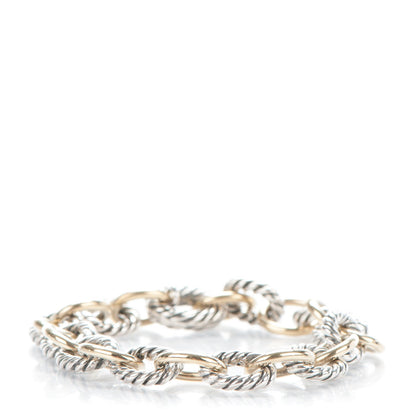 David Yurman Sterling Silver 18K Yellow Gold 10mm Medium Oval Link Bracelet 1 of 4