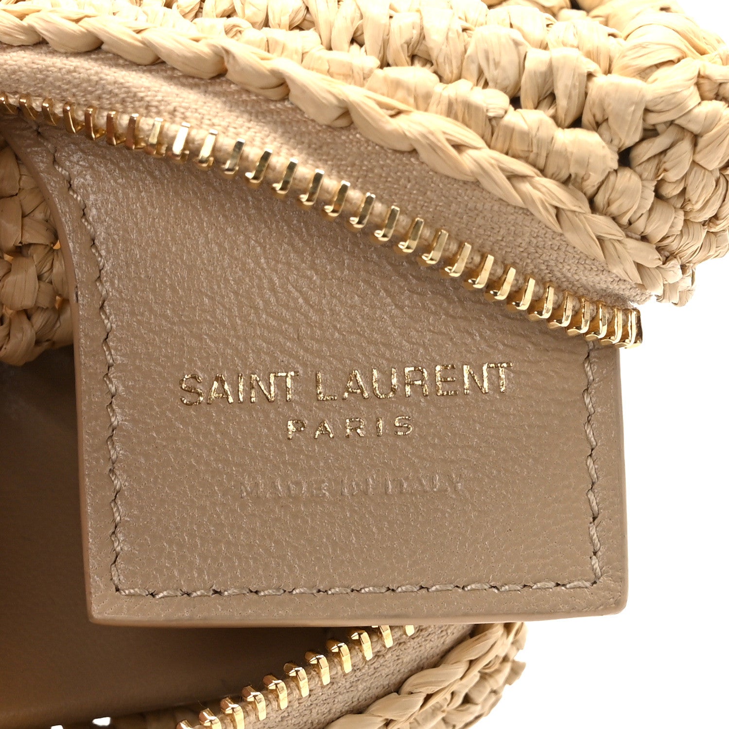 Saint Laurent Raffia Jaime Cube Charm Keychain Natural Beige 7 of 7