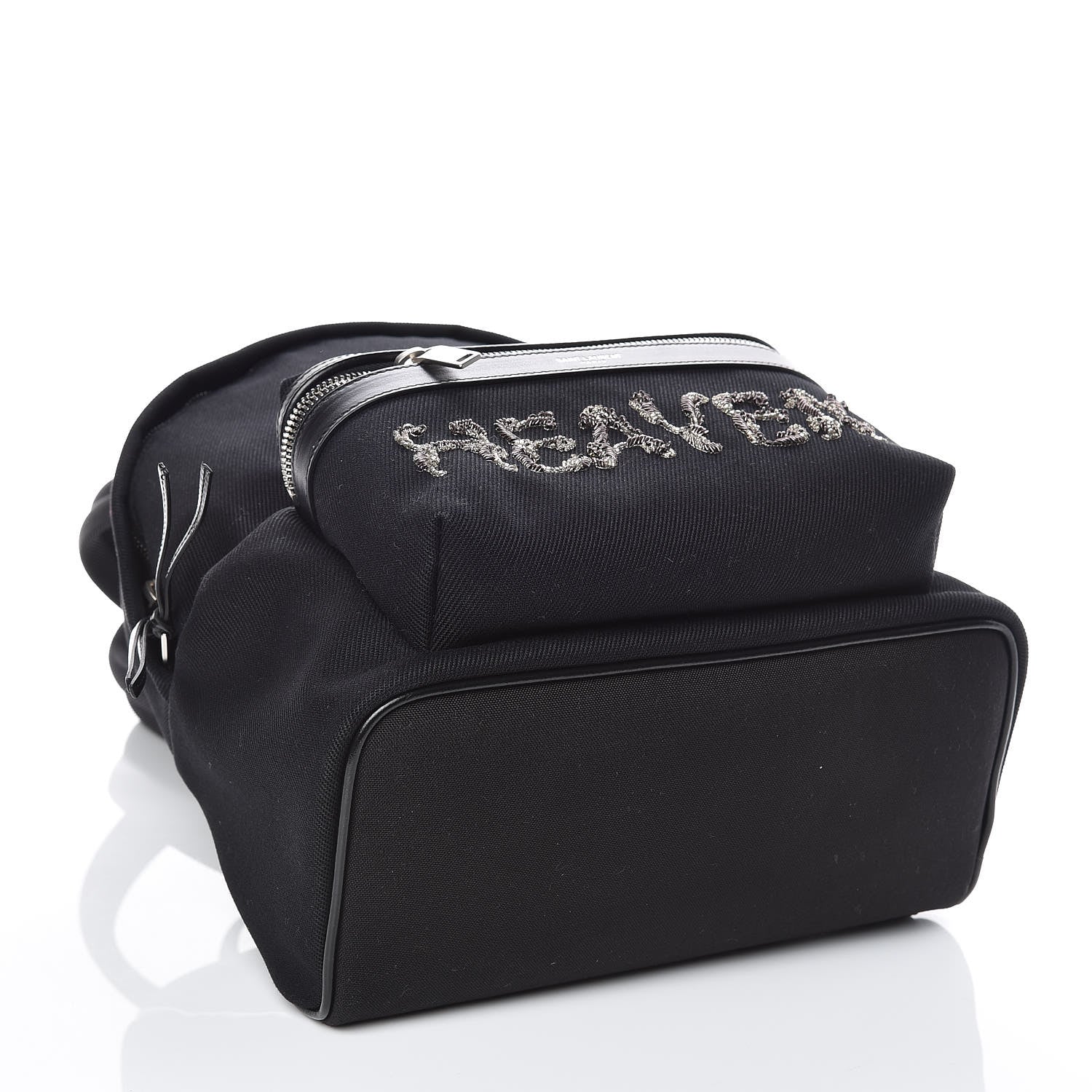 Saint Laurent Canvas Signature Heaven Embroidered Mini City Backpack Black 4 of 9