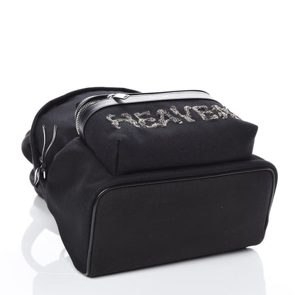 Saint Laurent Canvas Signature Heaven Embroidered Mini City Backpack Black 4 of 9