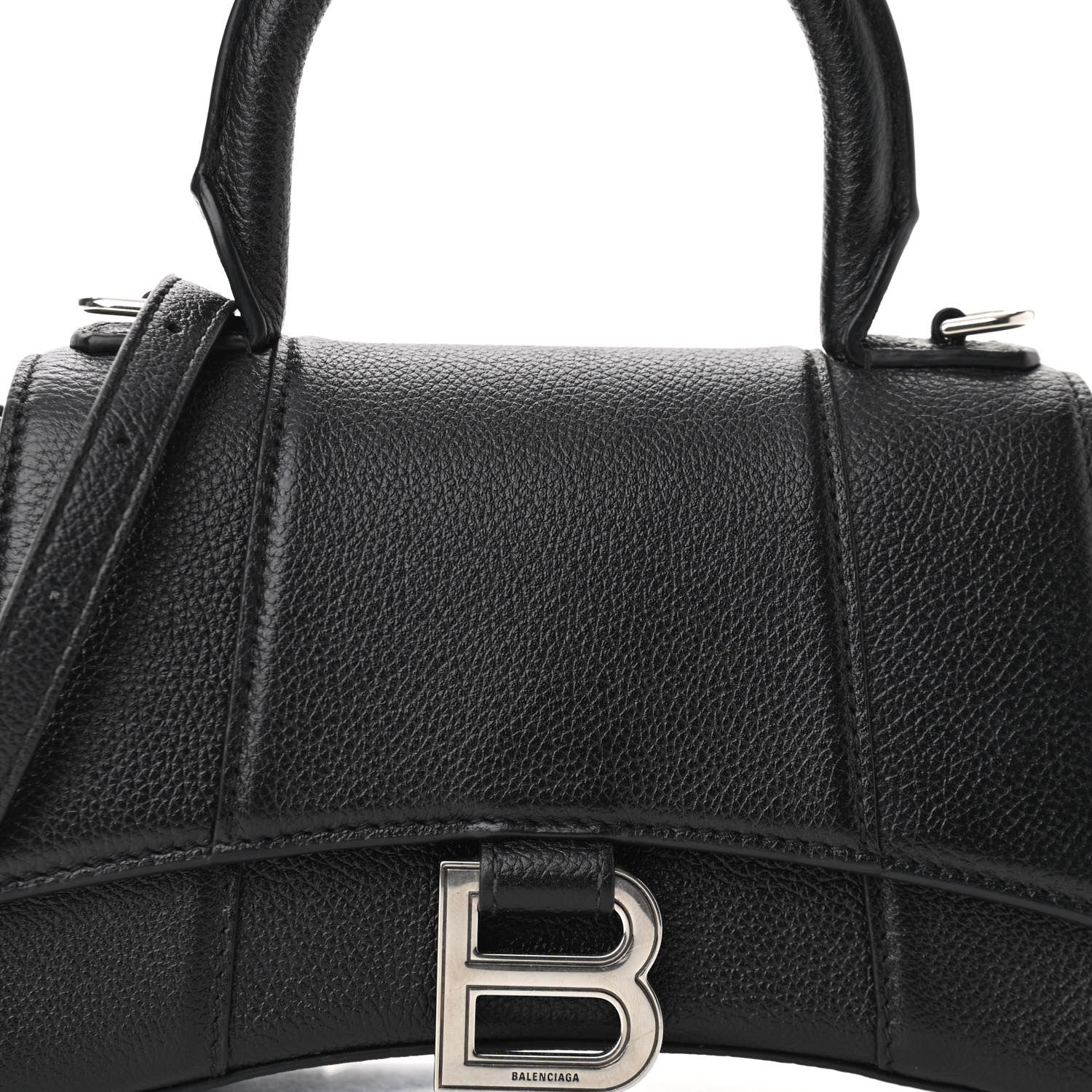Balenciaga Grained Calfskin Hourglass Top Handle Bag XS Black 9 of 12