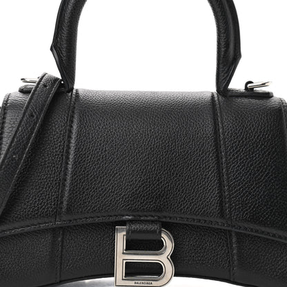 Balenciaga Grained Calfskin Hourglass Top Handle Bag XS Black 9 of 12