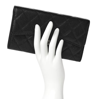 Chanel Caviar Quilted Long Flap Wallet Black 2 of 19