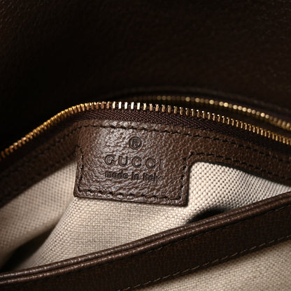 Gucci GG Supreme Monogram Textured Dollar Calfskin Web Medium Blondie Top Handle Shoulder Flap Bag Beige Ebony New Acero 6 of 9