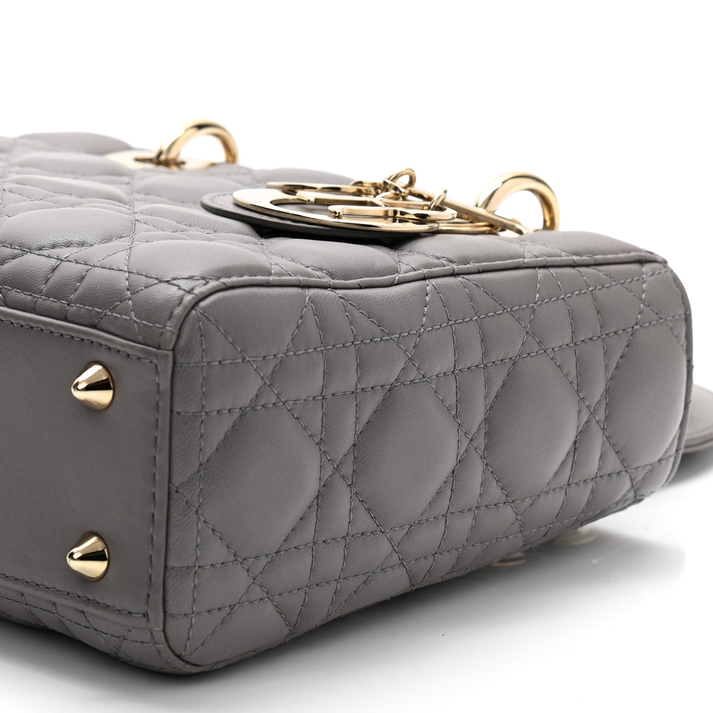 Lambskin Cannage Small Lucky Badges My Lady Dior Grey
