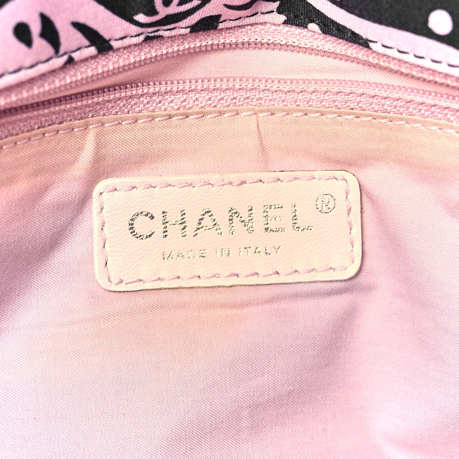 Chanel Printed Fabric East West Flap Black Pink 6 of 13