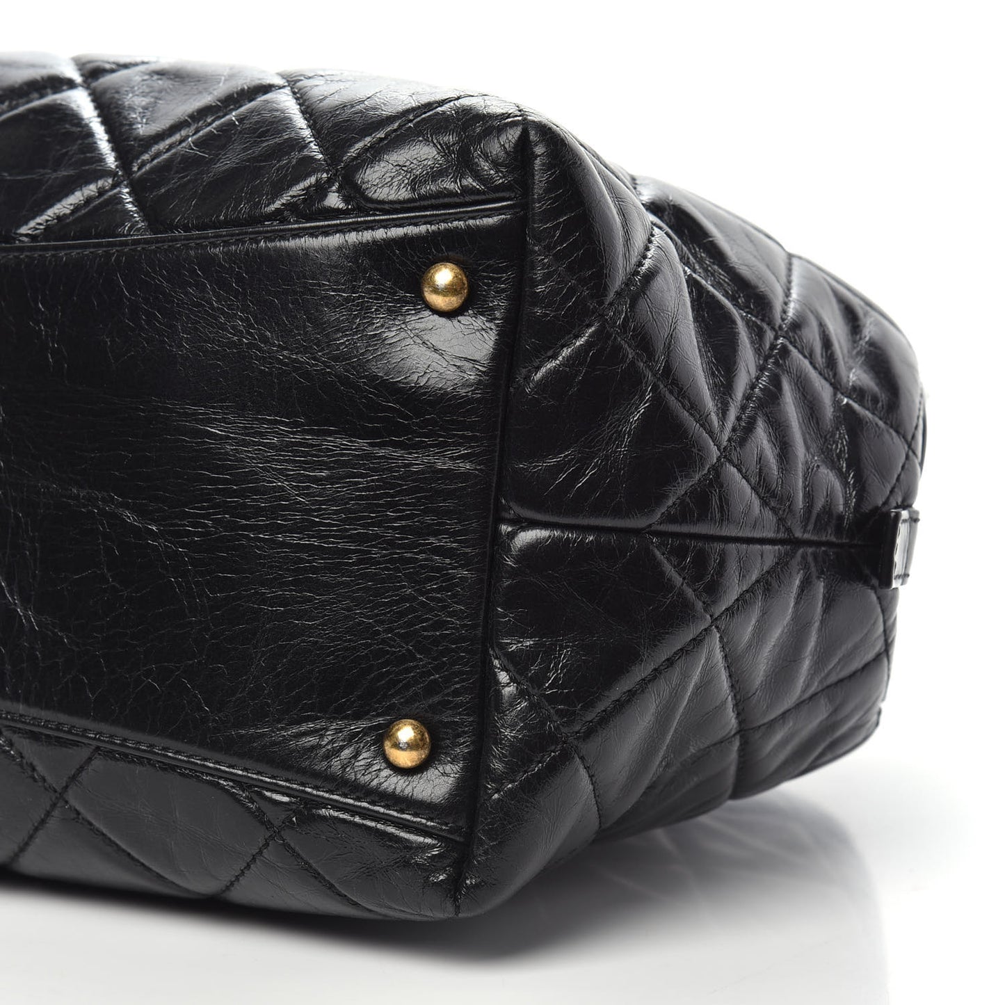 Glazed Calfskin Castle Rock Bowling Bag Black