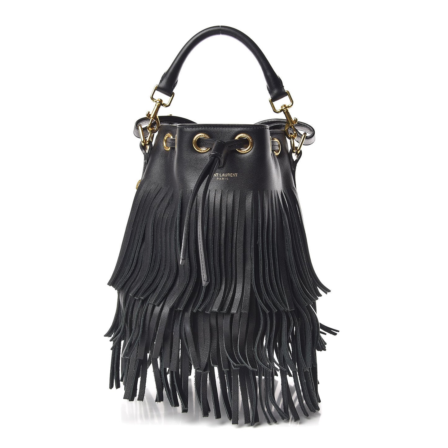 Calfskin Small Emmanuelle Fringe Hobo Bag Black
