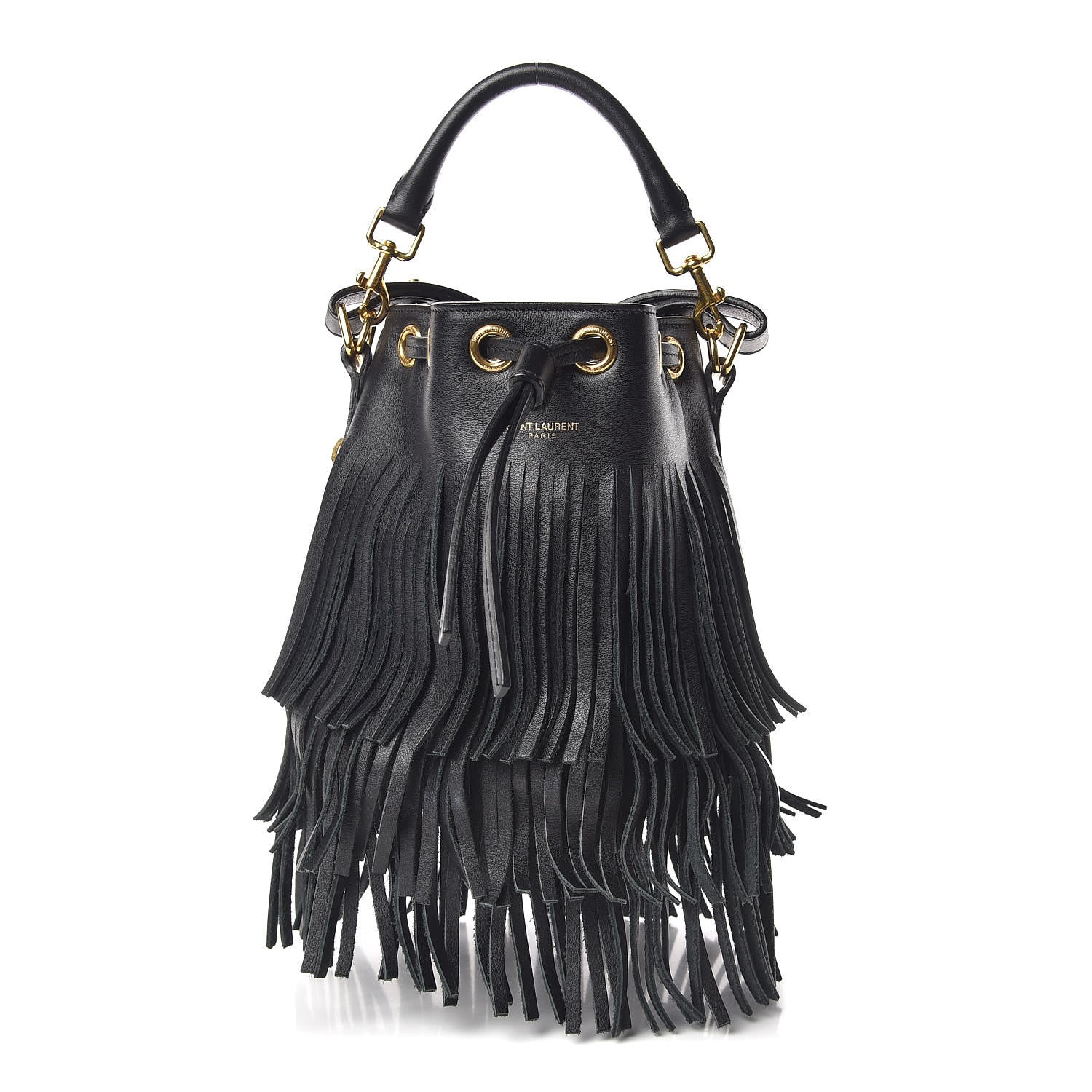 Saint Laurent Calfskin Small Emmanuelle Fringe Hobo Bag Black 1 of 9