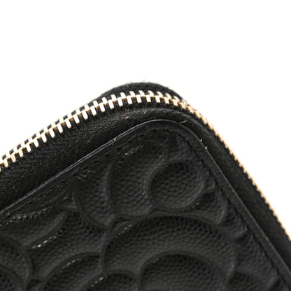 Chanel Caviar Camellia Embossed Large Zip Around Gusset Wallet Black 11 of 13