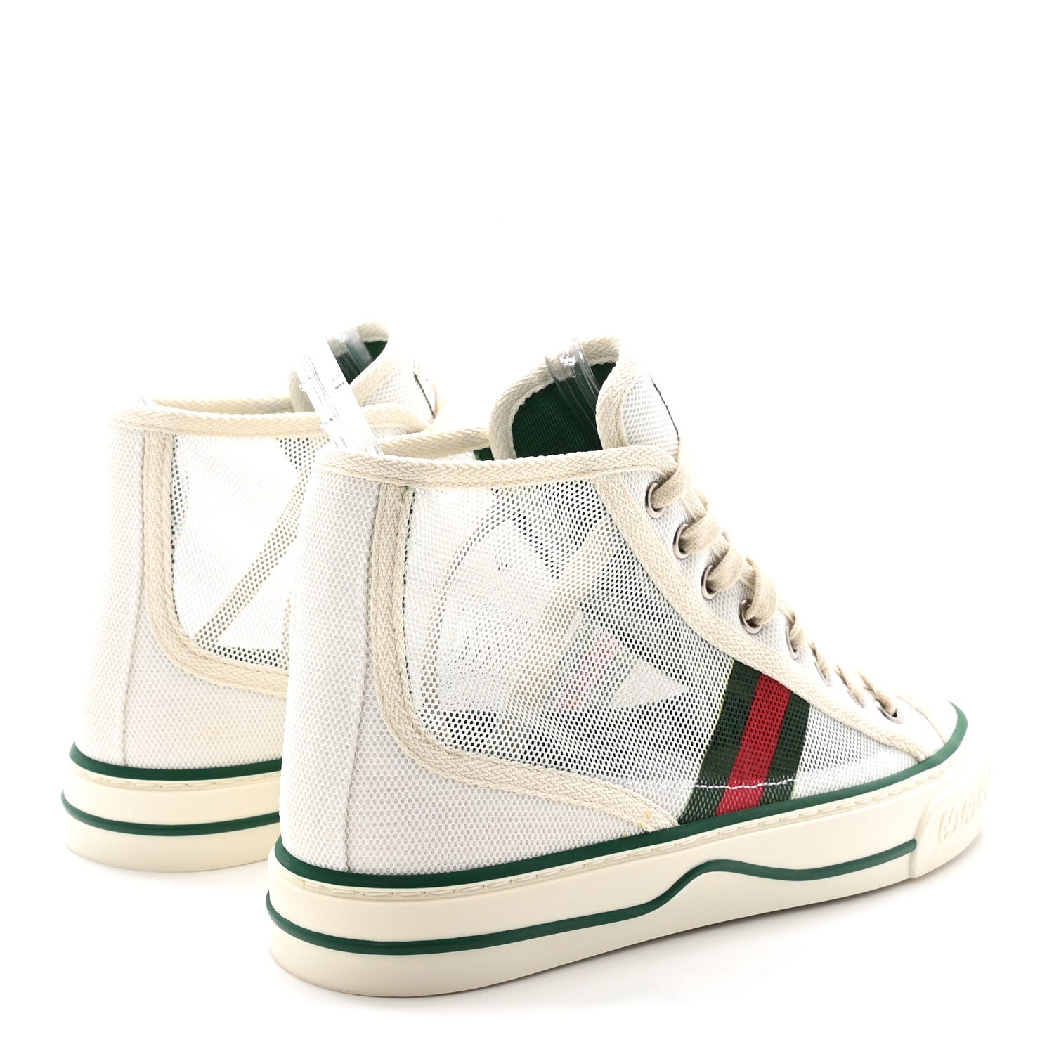Gucci Mesh Web Womens 1977 Tennis High Top Sneakers 36 Great White Mystic White 5 of 9