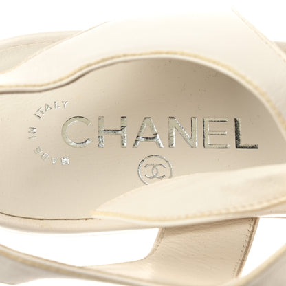 Chanel Lambskin Bow CC Flat Sandals 39 White 6 of 8