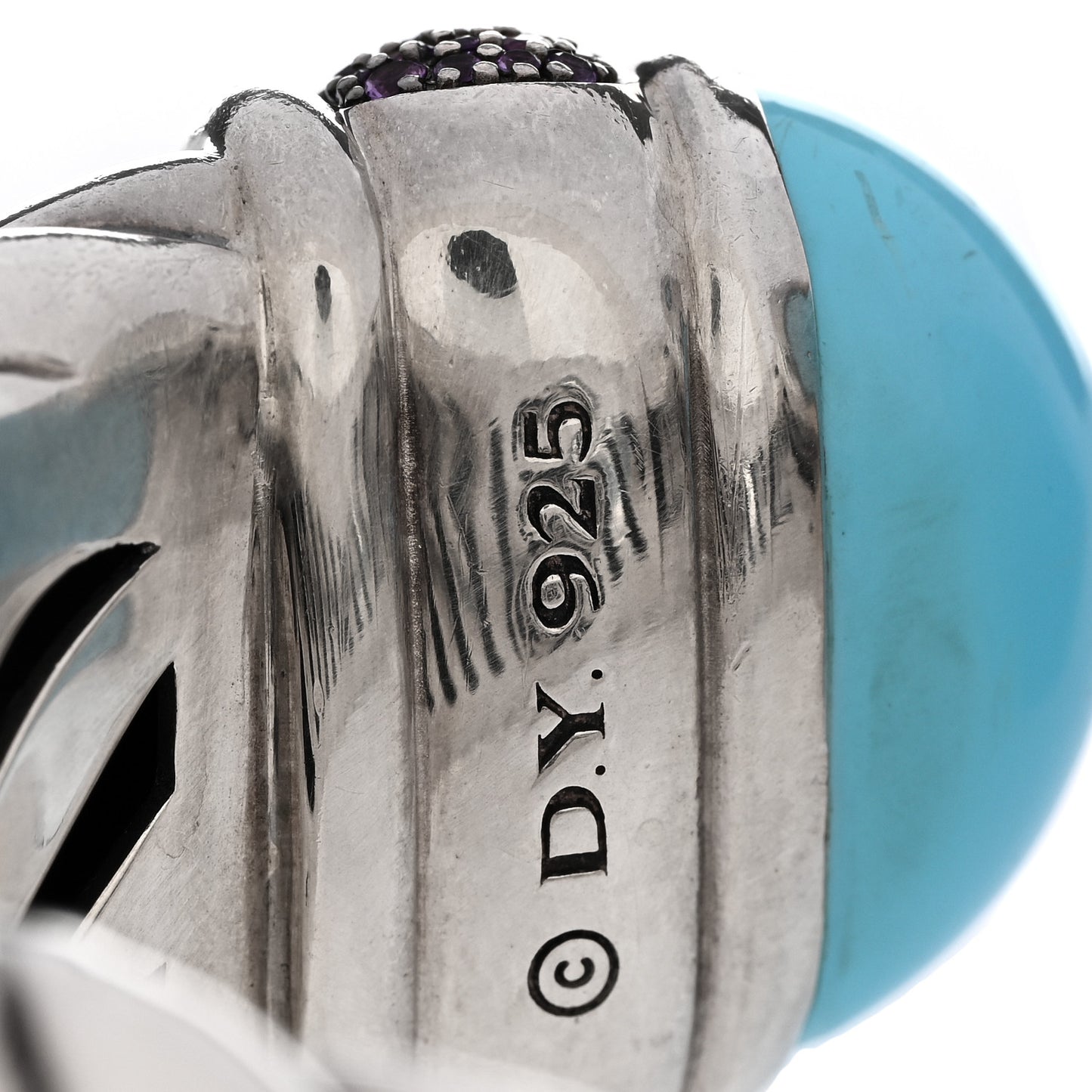 DAVID YURMAN Sterling Silver Amethyst Turquoise 25mm Waverly Bracelet