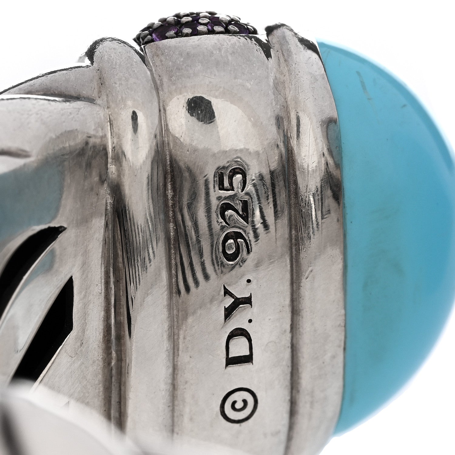 David Yurman DAVID YURMAN Sterling Silver Amethyst Turquoise 25mm Waverly Bracelet 4 of 4