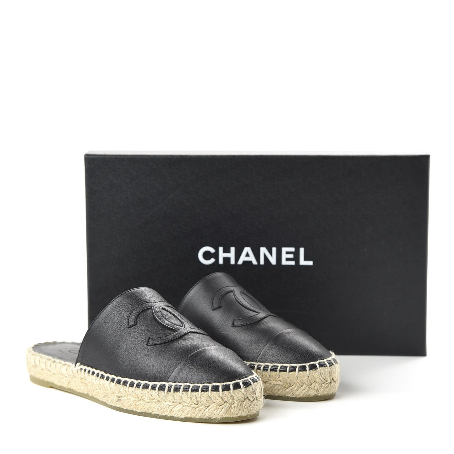 Calfskin CC Espadrille Mules 35 Black