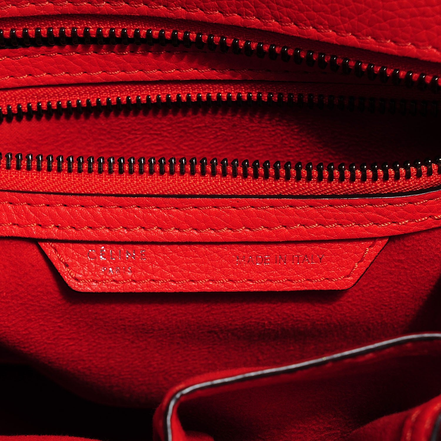 Celine Drummed Calfskin Micro Luggage Vermillion 7 of 8
