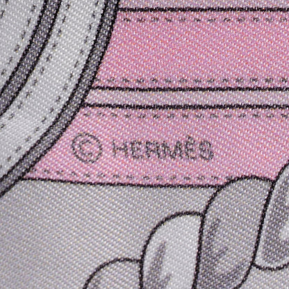 Hermes Silk Grande Tenue Twilly Scarf Rose Pale Gris Perle Blanc 5 of 6
