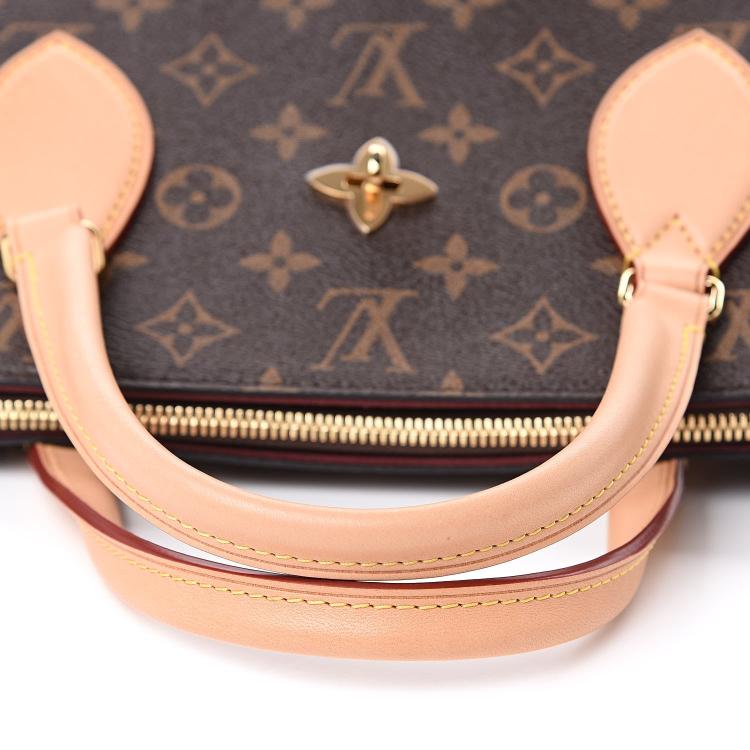 Louis Vuitton Monogram Flower Zipped Tote MM Beige 10 of 11
