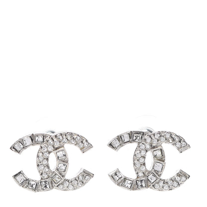 Chanel Baguette Crystal CC Earrings Silver 1 of 5