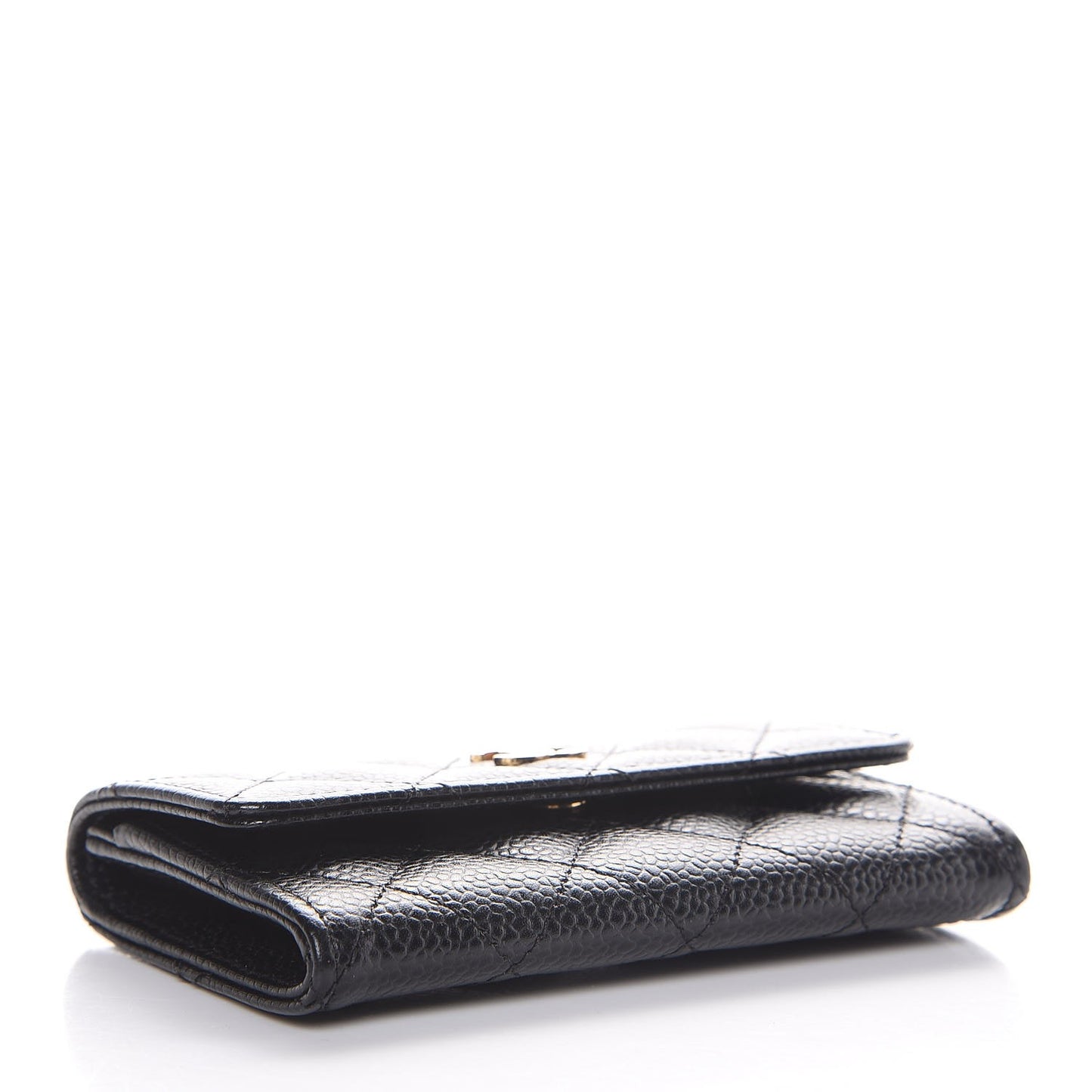 Caviar Quilted Flap Card Holder Black
