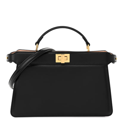 Fendi Vitello King Luxor Shiny Nappa Medium Peekaboo I SEE U East West Satchel Black Light Rose 1 of 9