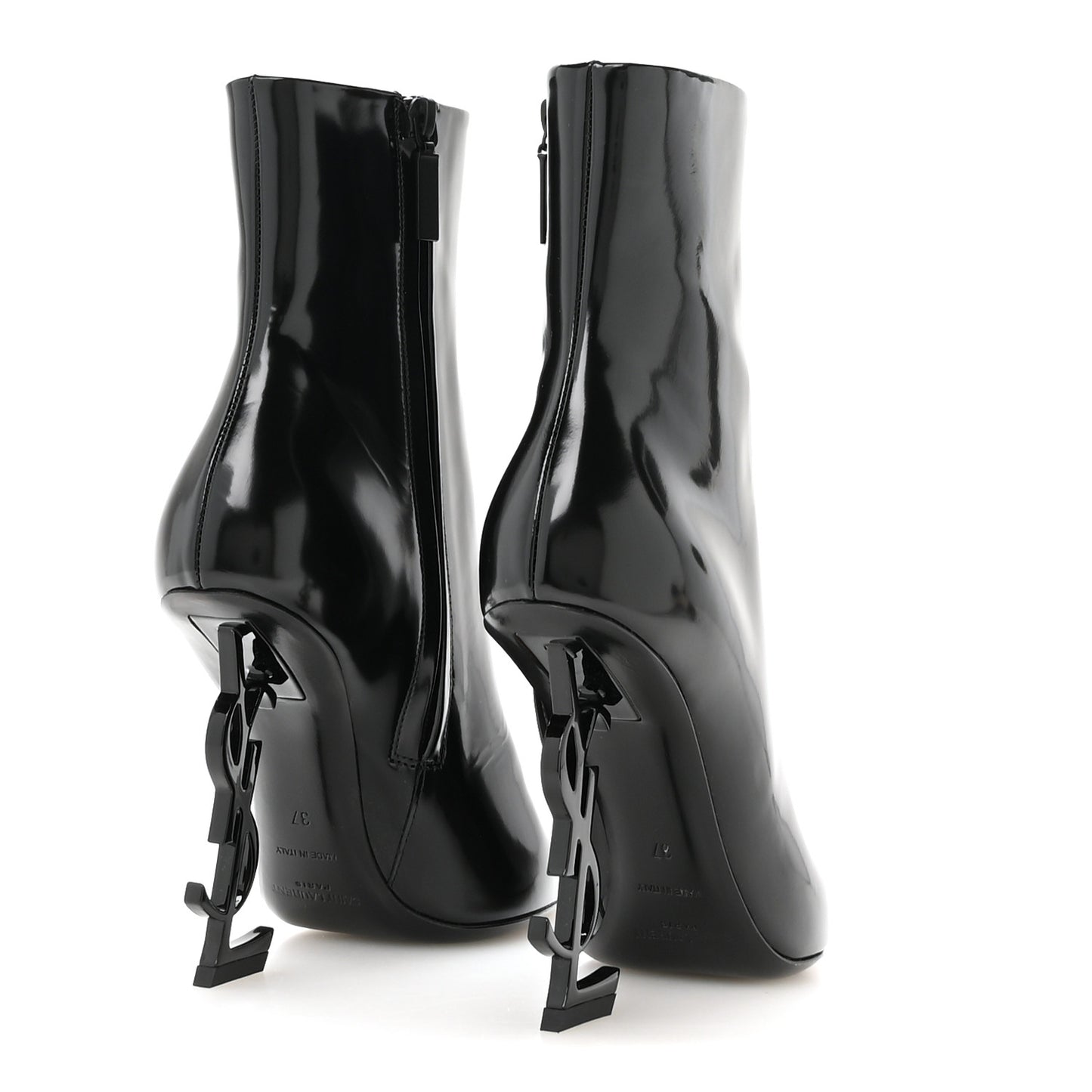 Glazed Calfskin Opyum Ankle Boots 37 Black