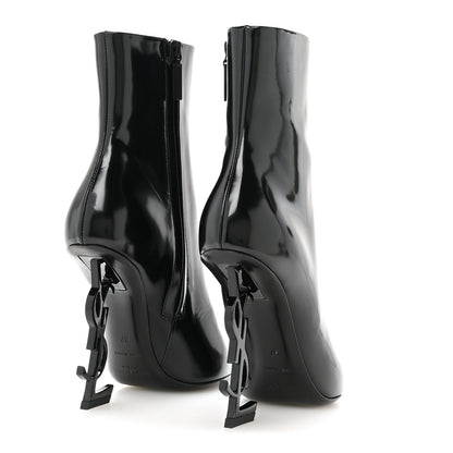 Saint Laurent Glazed Calfskin Opyum Ankle Boots 37 Black 5 of 9