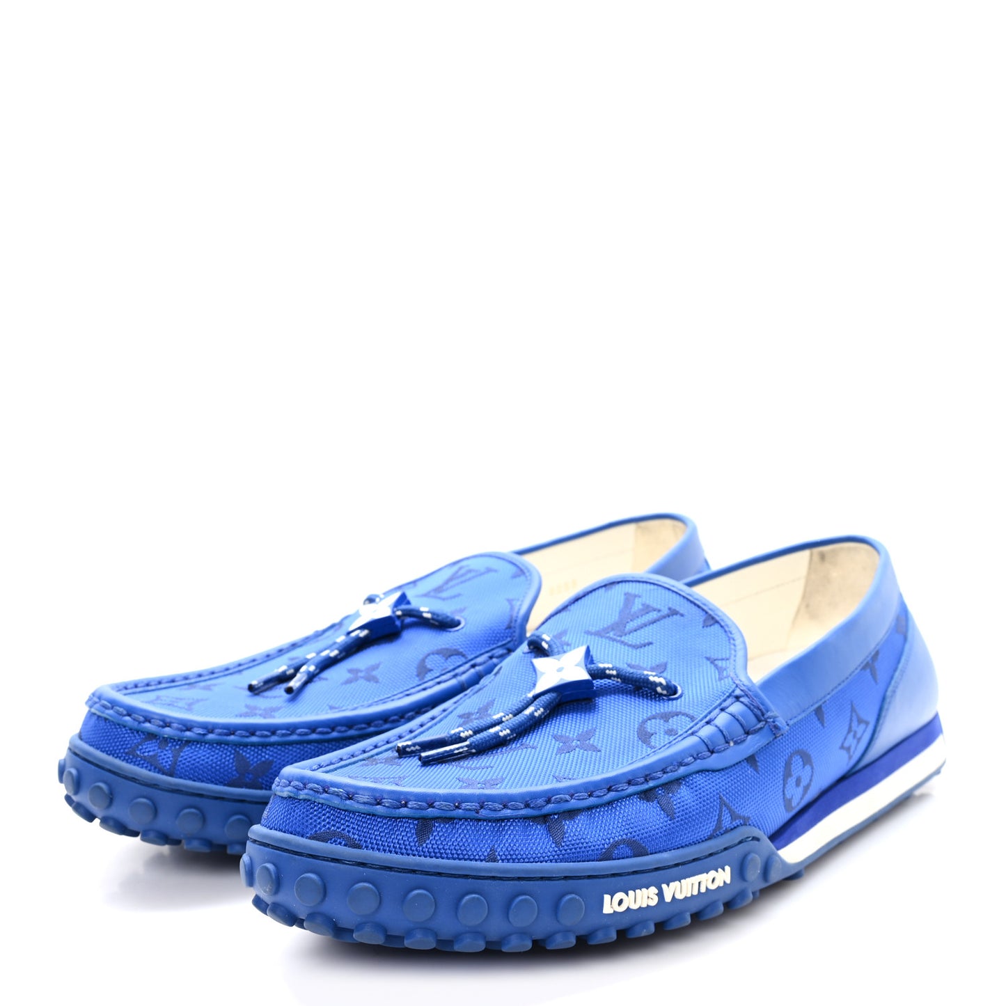 Monogram Jacquard Mens LV Racer Mocassin Loafers 9 Blue