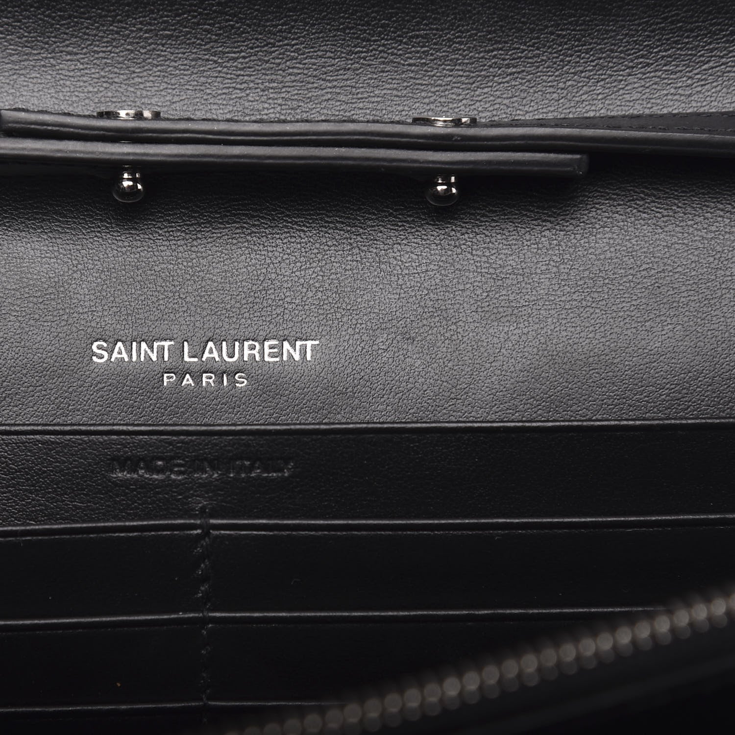 Saint Laurent Metallic Sparkle Fabric Monogram Chain Wallet Platino 6 of 13