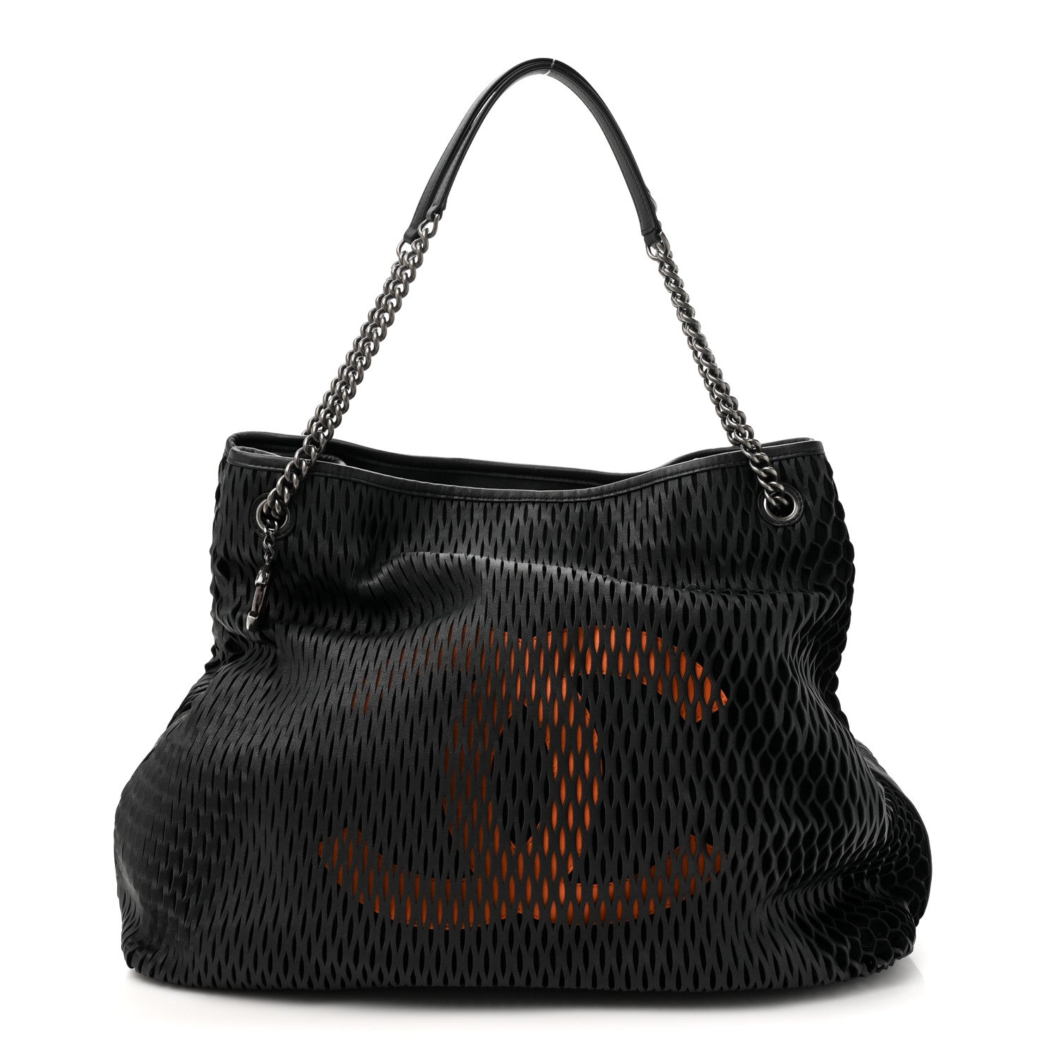 Chanel Calfskin Laser Cut Perforated CC Tote Black 1 of 10
