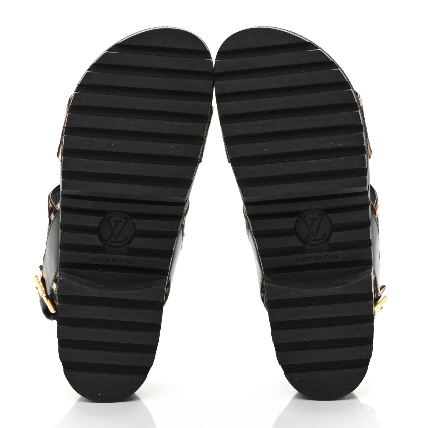 Louis Vuitton Calfskin Pony Hair Platform Sandals 37 Black 5 of 8