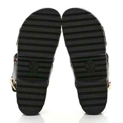 Louis Vuitton Calfskin Pony Hair Platform Sandals 37 Black 5 of 8