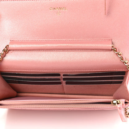 Chanel Iridescent Caviar Quilted Wallet on Chain WOC Rose Pink 5 of 12