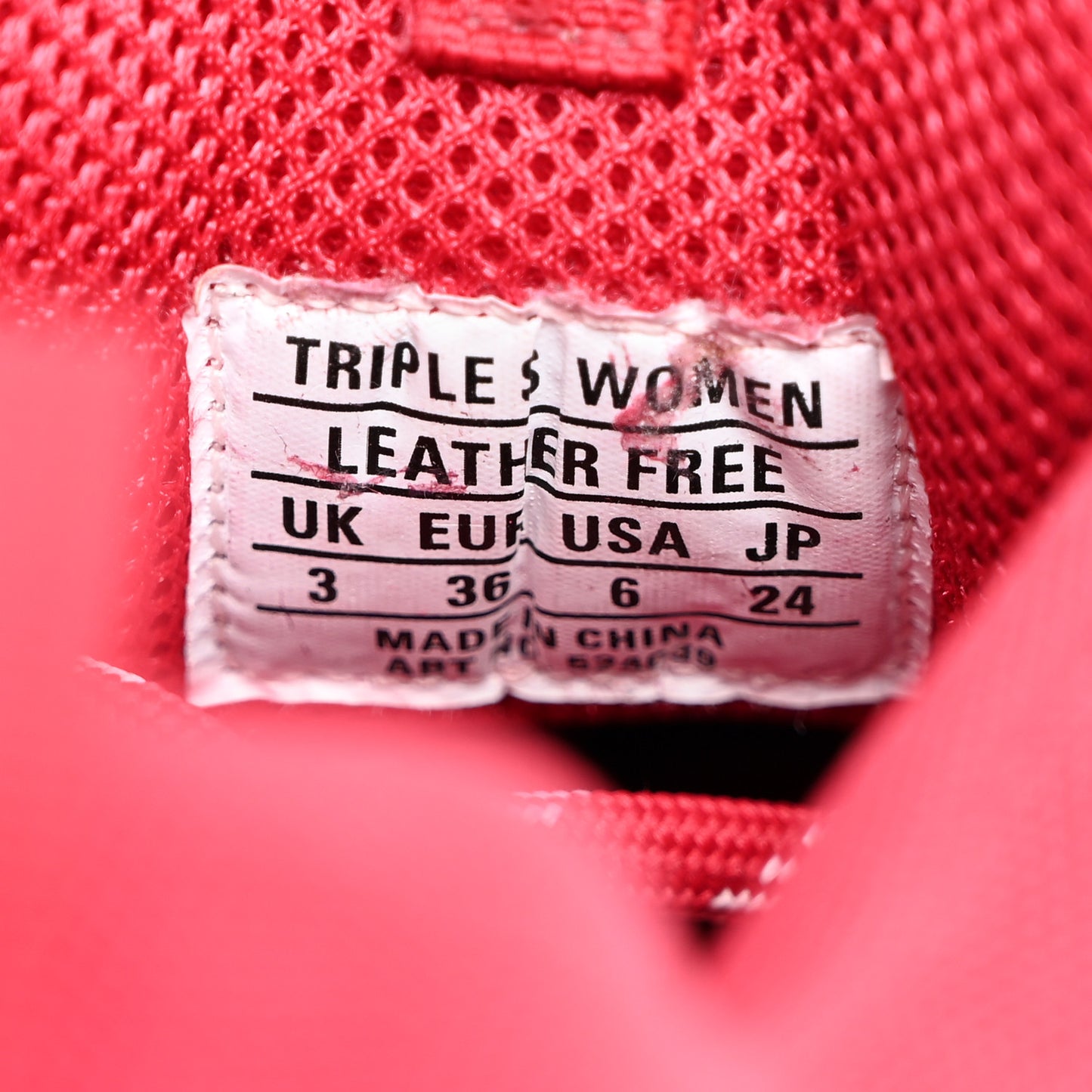 Fabric Mesh Faded Washed Womens Triple S Sneakers 36 Red