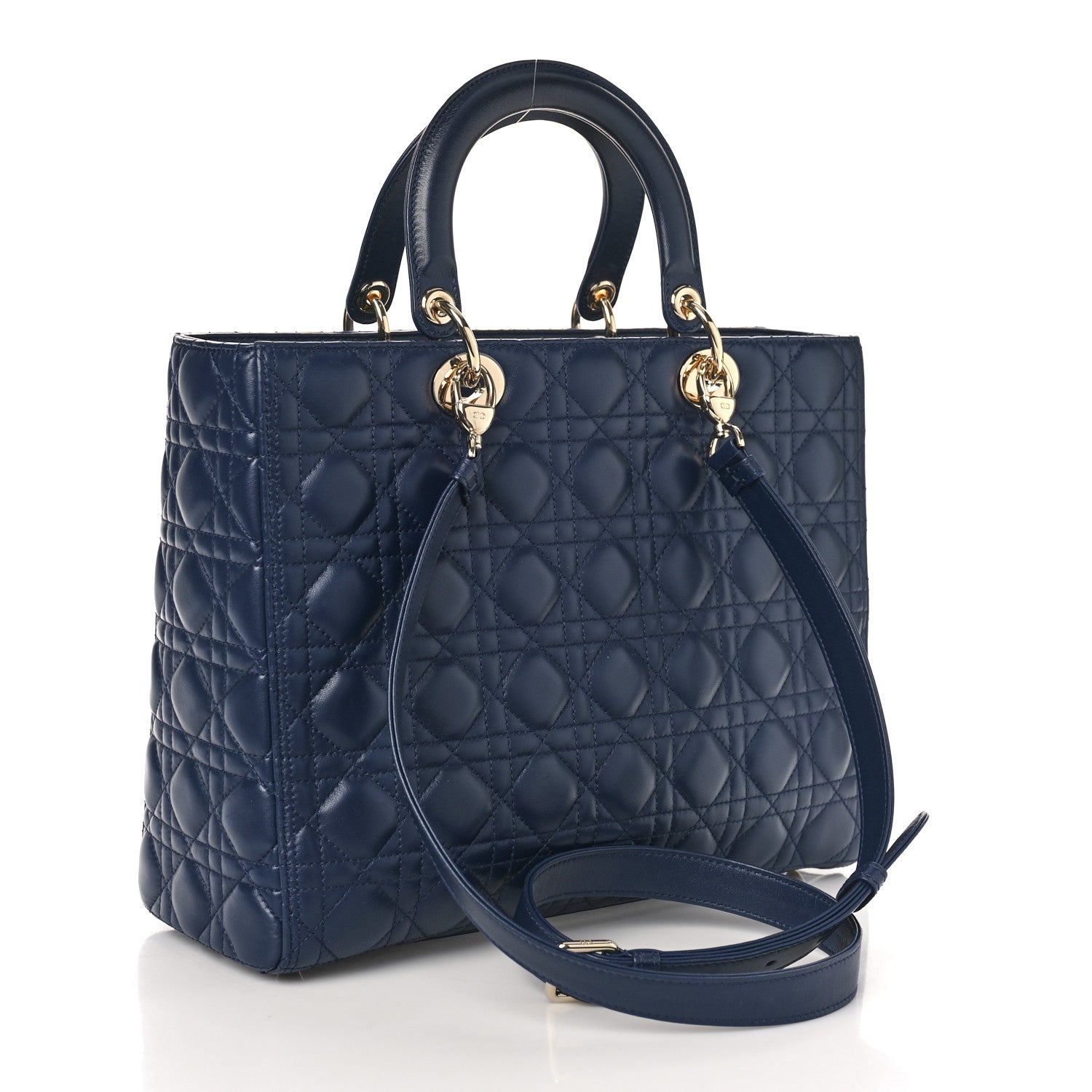 Christian Dior Lambskin Cannage Large Lady Dior Navy Blue 3 of 10