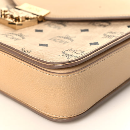 MCM Visetos Calfskin Medium Patricia Satchel Beige 8 of 8