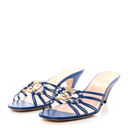 Gucci Malaga Kid Crystal GG Isa Ankle Strap 55mm Sandals 39.5 Blue 3 of 10