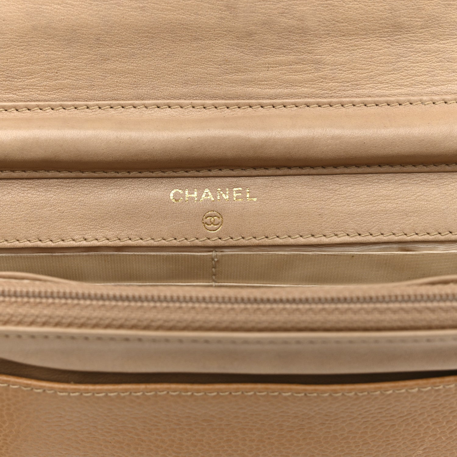 Chanel Caviar Timeless CC Wallet on Chain WOC Beige 6 of 17