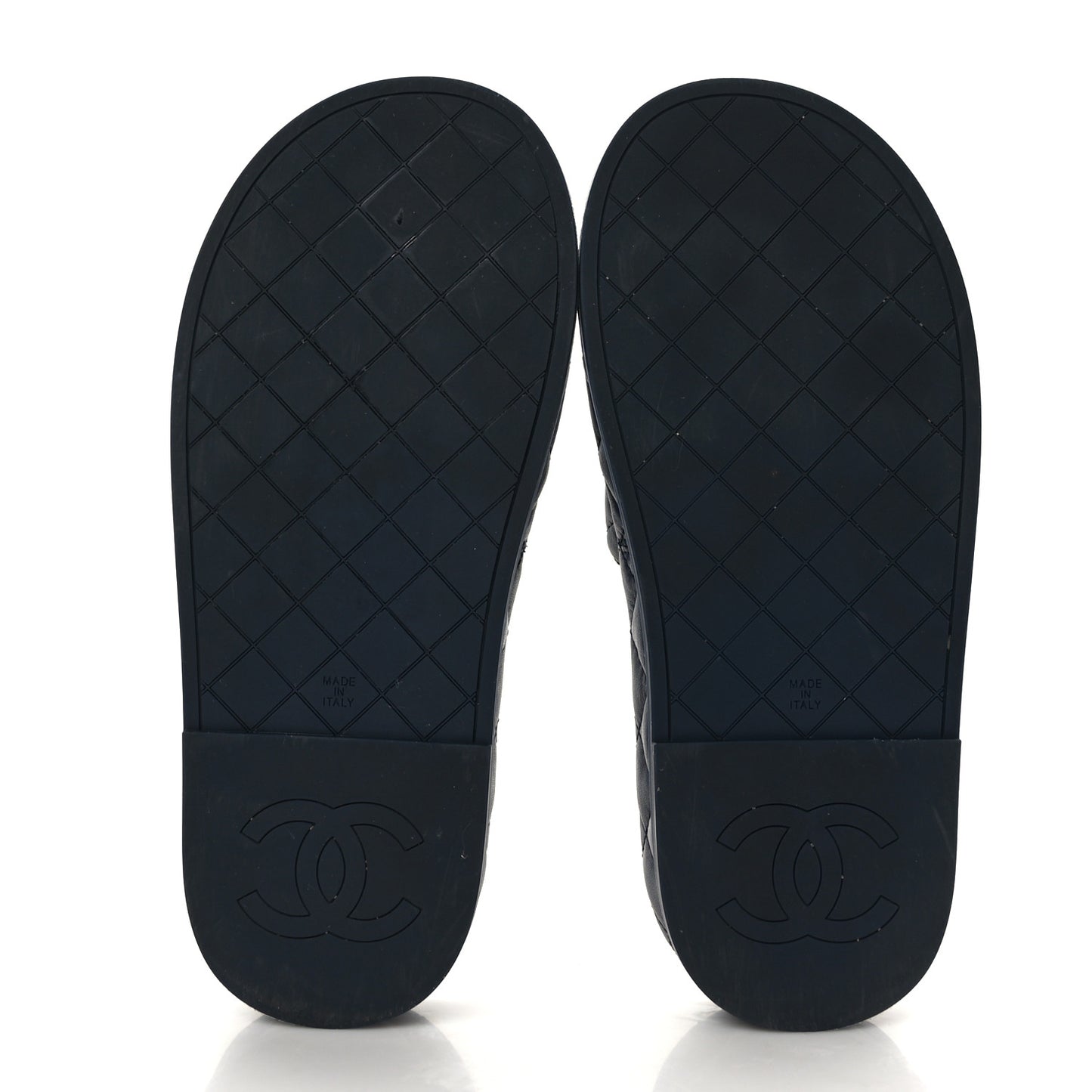Lambskin Quilted CC Mules Sandals 37 Navy