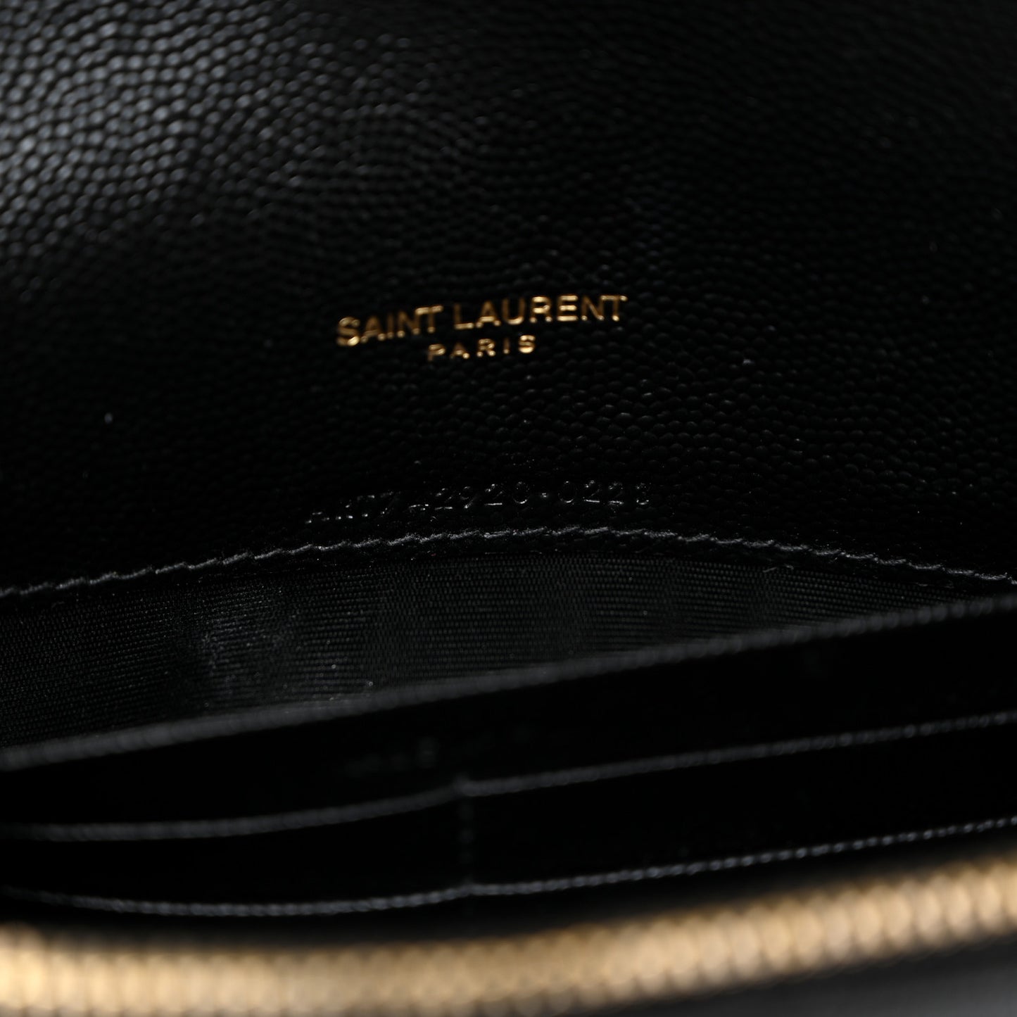 Grain De Poudre Matelasse Chevron Monogram Envelope Chain Wallet Black