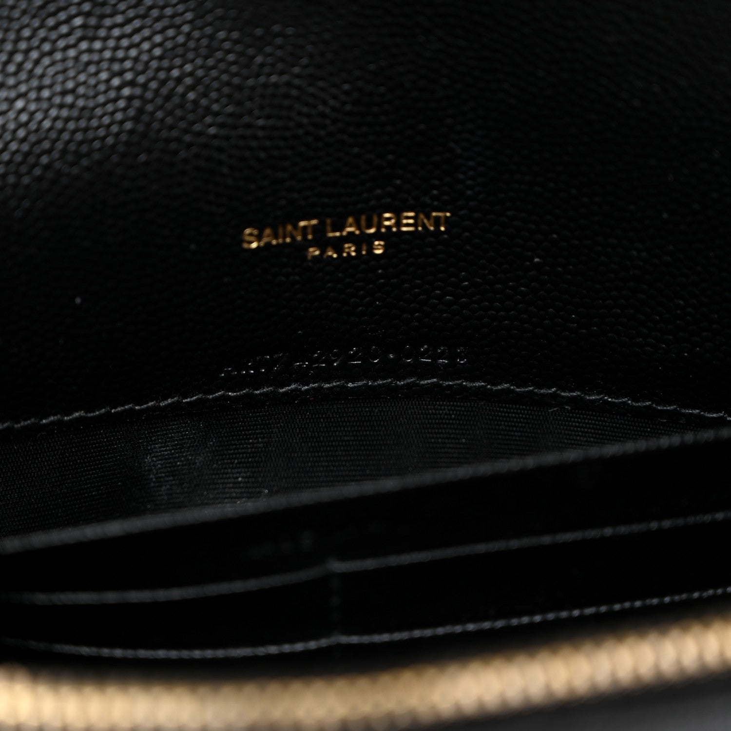 Saint Laurent Grain De Poudre Matelasse Chevron Monogram Envelope Chain Wallet Black 7 of 10