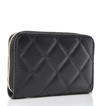 Chanel Lambskin Lucky Charms Zip Coin Purse Black 3 of 8