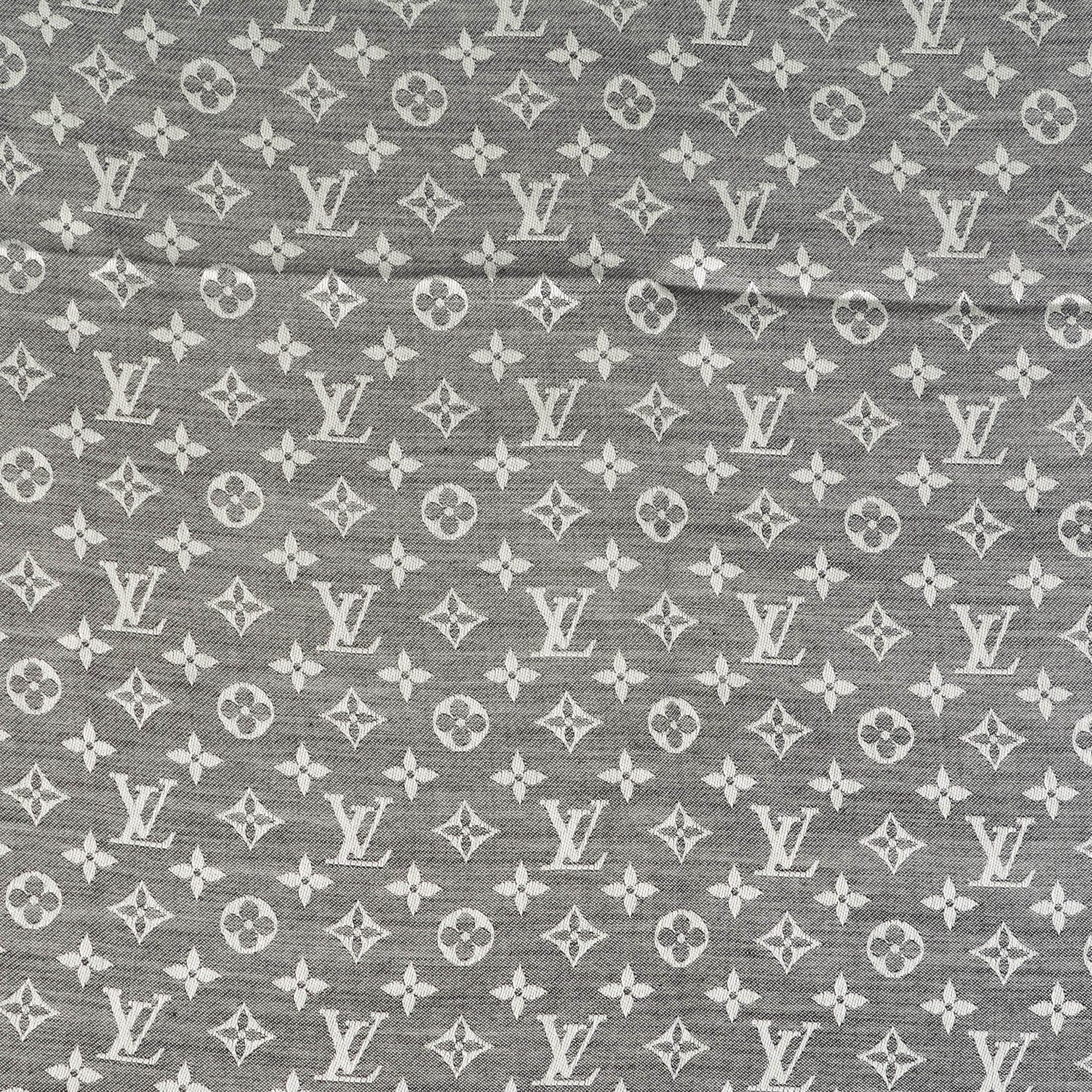 Wool Silk Monogram Denim Shawl Black