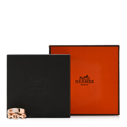 Hermes 18K Rose Gold Diamond Kelly Double Tour Pave Ring 51 5.75 7 of 7