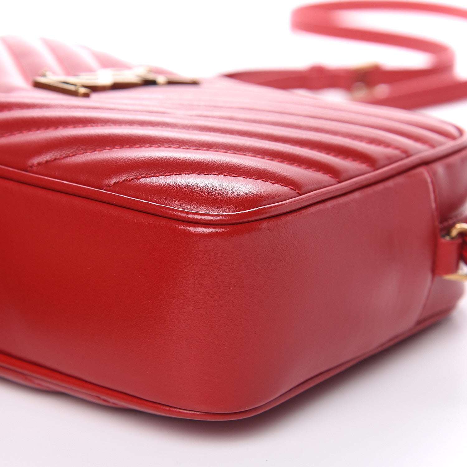 Saint Laurent Calfskin Matelasse Monogram Lou Camera Bag Red 9 of 9