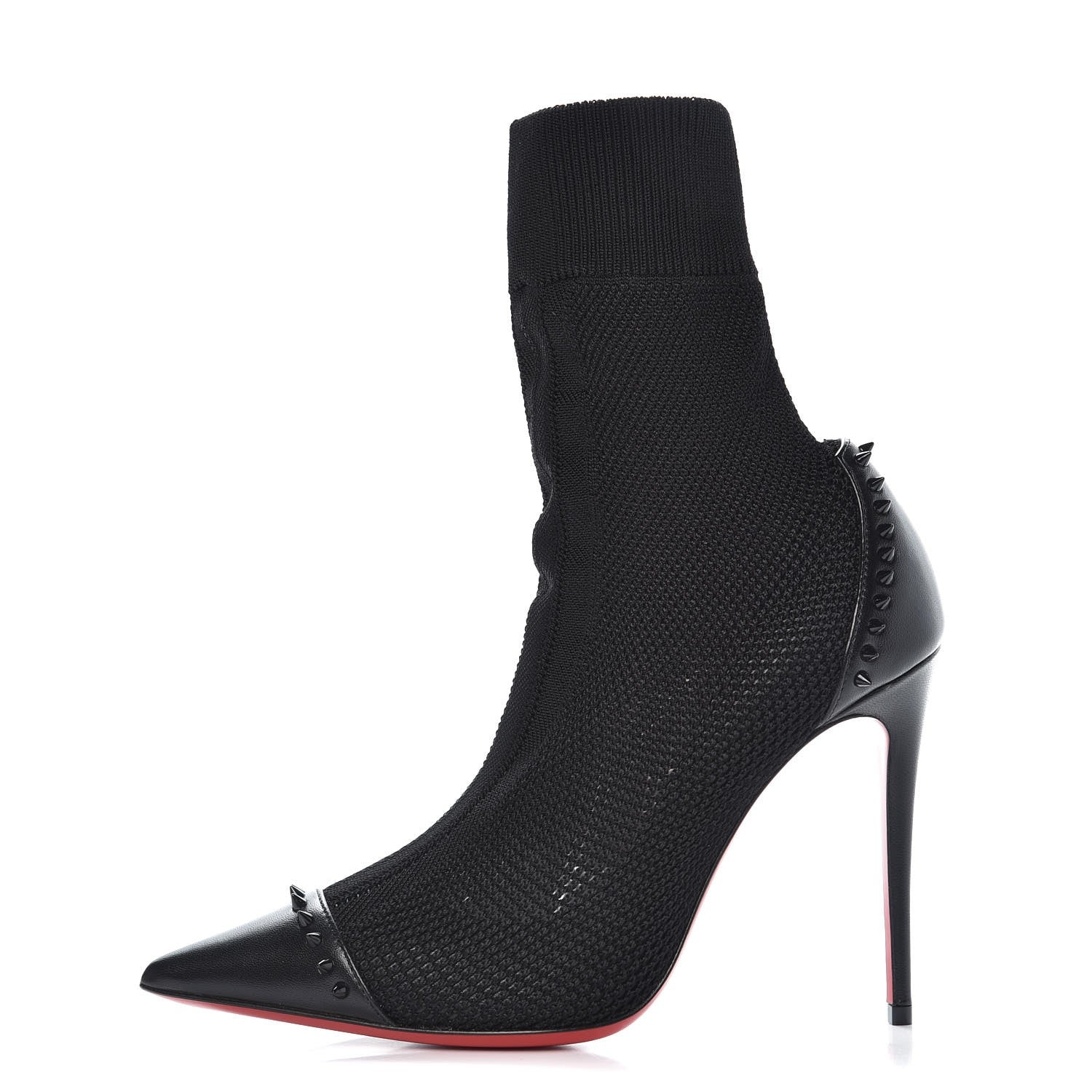 Christian Louboutin Shiny Nappa Maille Tricot Dovi Dova 100 Ankle Boots 37 Black 1 of 8