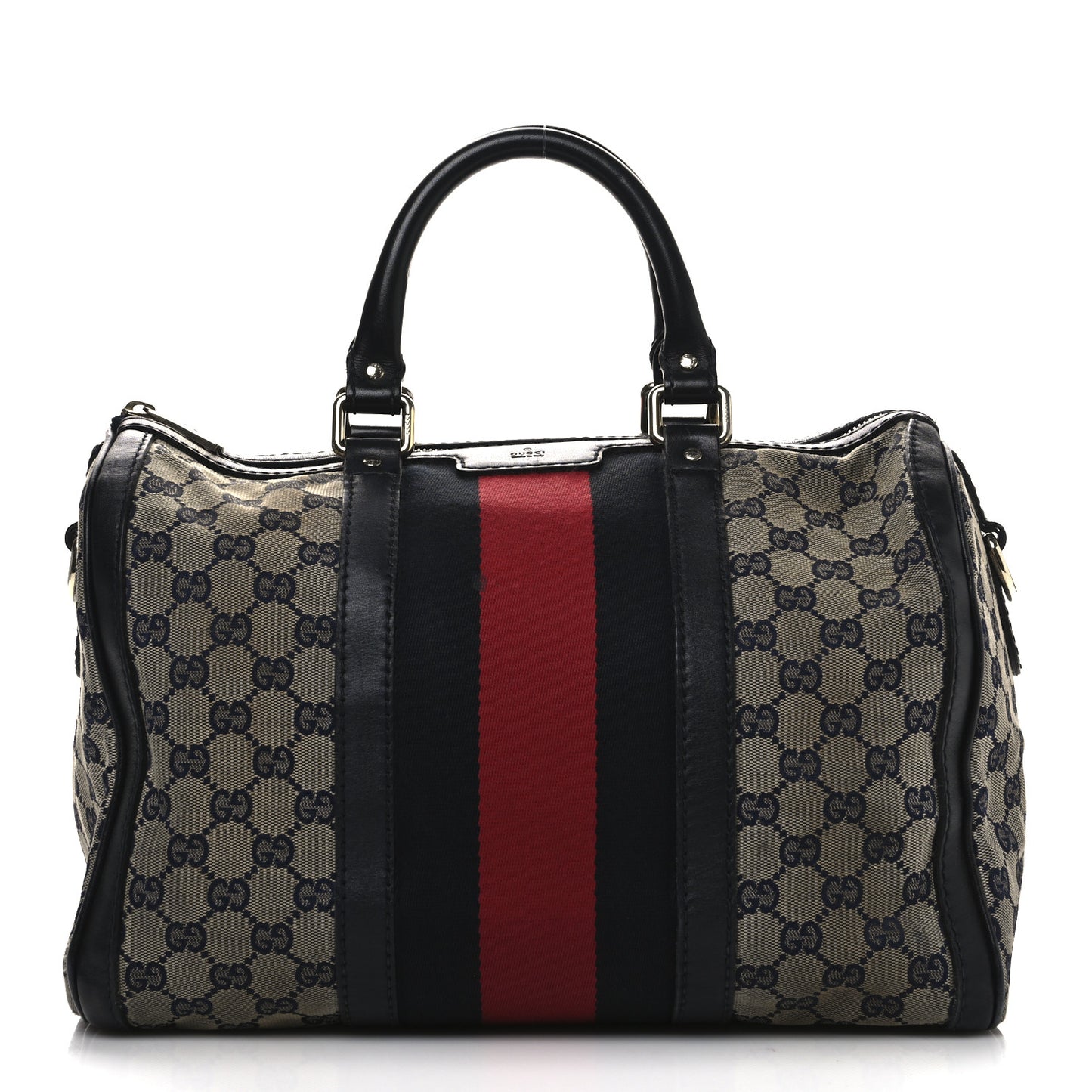 Monogram Selleria Calfskin Vintage Web Medium Boston Beige Blue