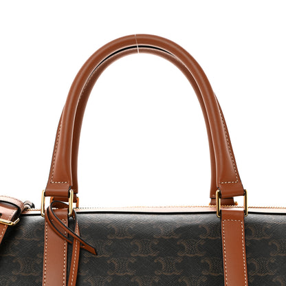 Celine Triomphe Canvas Calfskin Boston Bag Tan 5 of 10